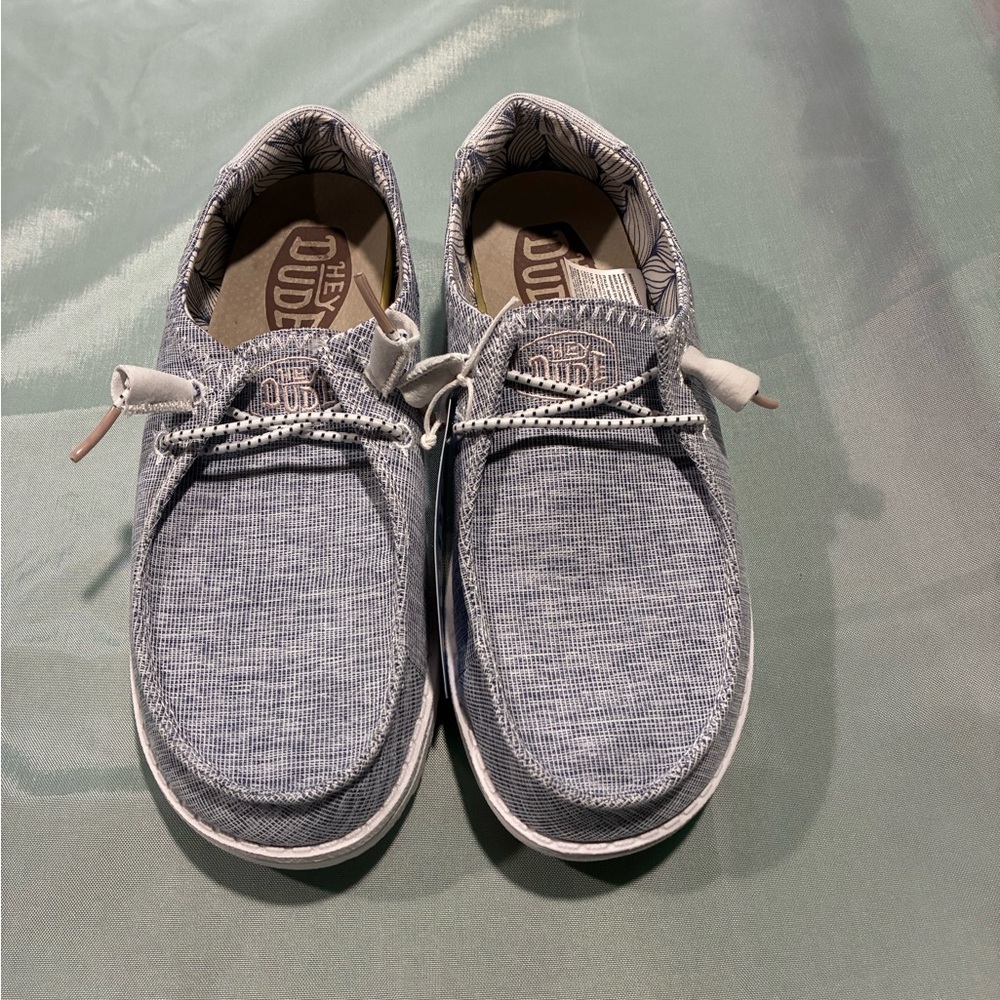Hey Dude Ladies Moccasins in Light Blue SZ 7 New. $30